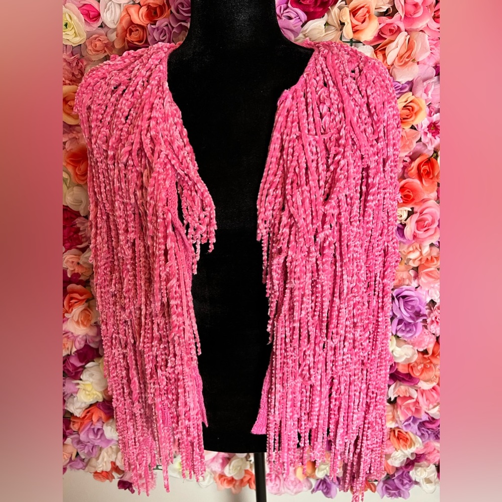 Forever 21 Pink Shaggy Fringe Cardigan!
